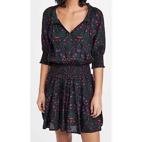 Roller Rabbit Dress Size M Rhone Favela Dress Green Floral Mini - Picture 1 of 6